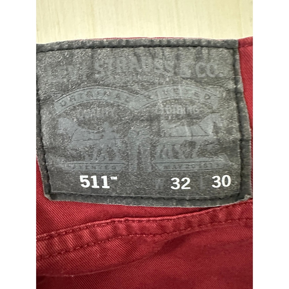 Levis 511 Urban Commuter Mens 32x30 Burgundy Maroon Red Twill 19111-0080 - Picture 5 of 10